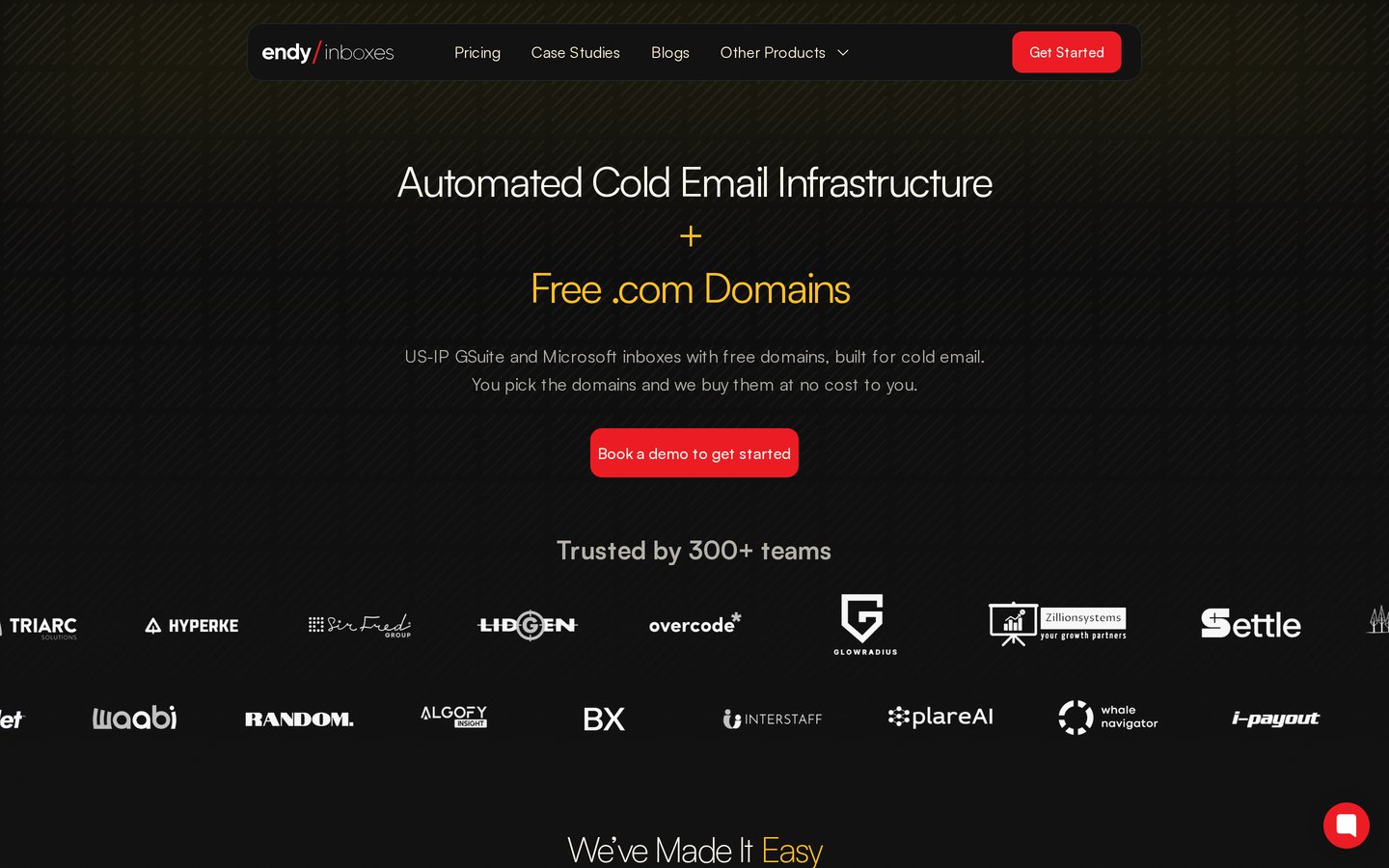 Endy Inboxes homepage